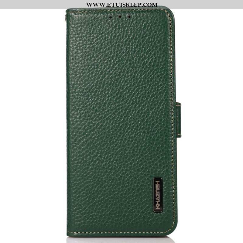 Etui Folio do Poco M4 5G Skóra Liczi Khazneh Rfid